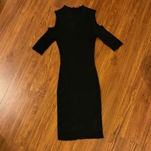 Guess Black Cold Shoulder Long Sleeve Dress
